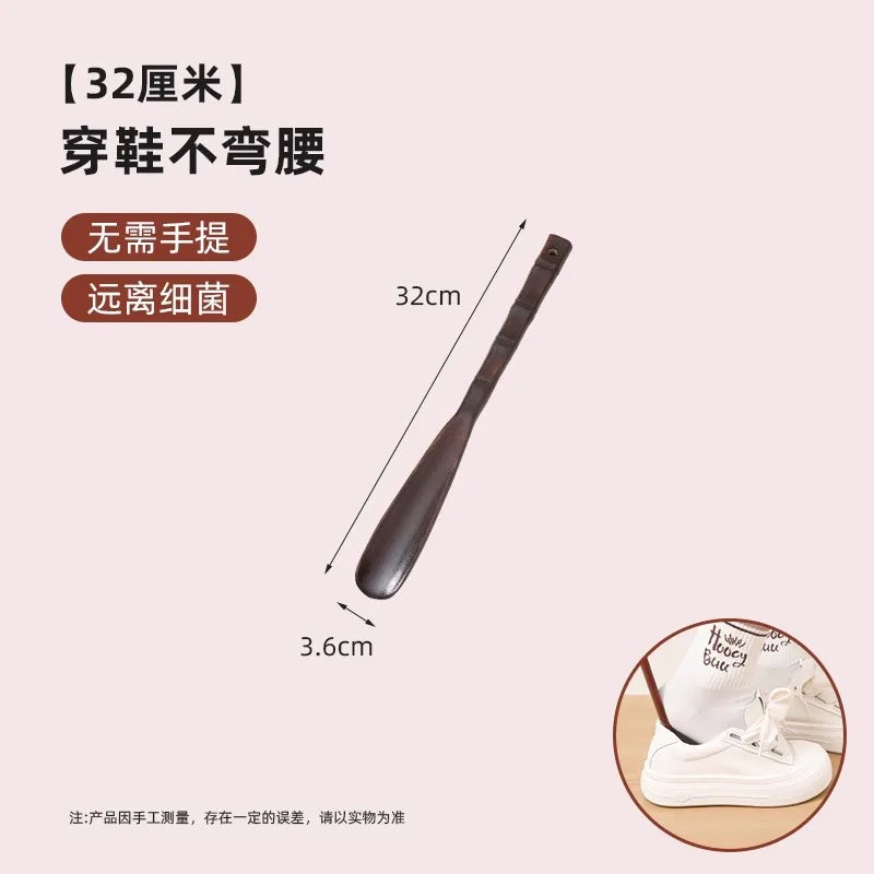 Long Handle Wooden Shoe Horn Natural Wood No Bend Waist Shoe Scraper Household Essential for Pregnant Women Shoe Insertion Tool