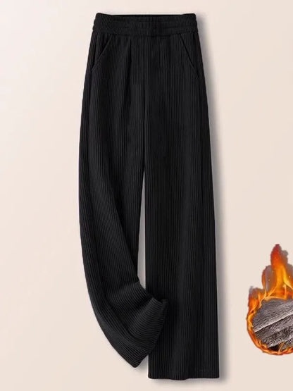 Corduroy Wide Leg Pants High Waist Straight Cut Thickened Women's Loose Fit Trousers Autumn Winter New Style Casual Pants