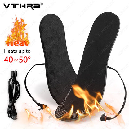 1/2 Pair Winter USB Heated Shoe Insole Electric Foot Warming Pad Feet Warmer Pad for Outdoor Sports Heating Insoles