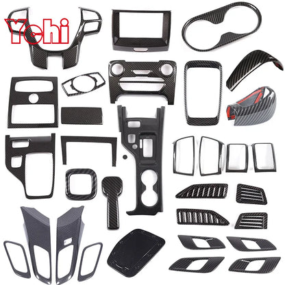 ABS Carbon Fiber For Ford Ranger Wildtrak 2015-2021 Car Center Control Shift Panel Steering Wheel Glass Lift Frame Sticker