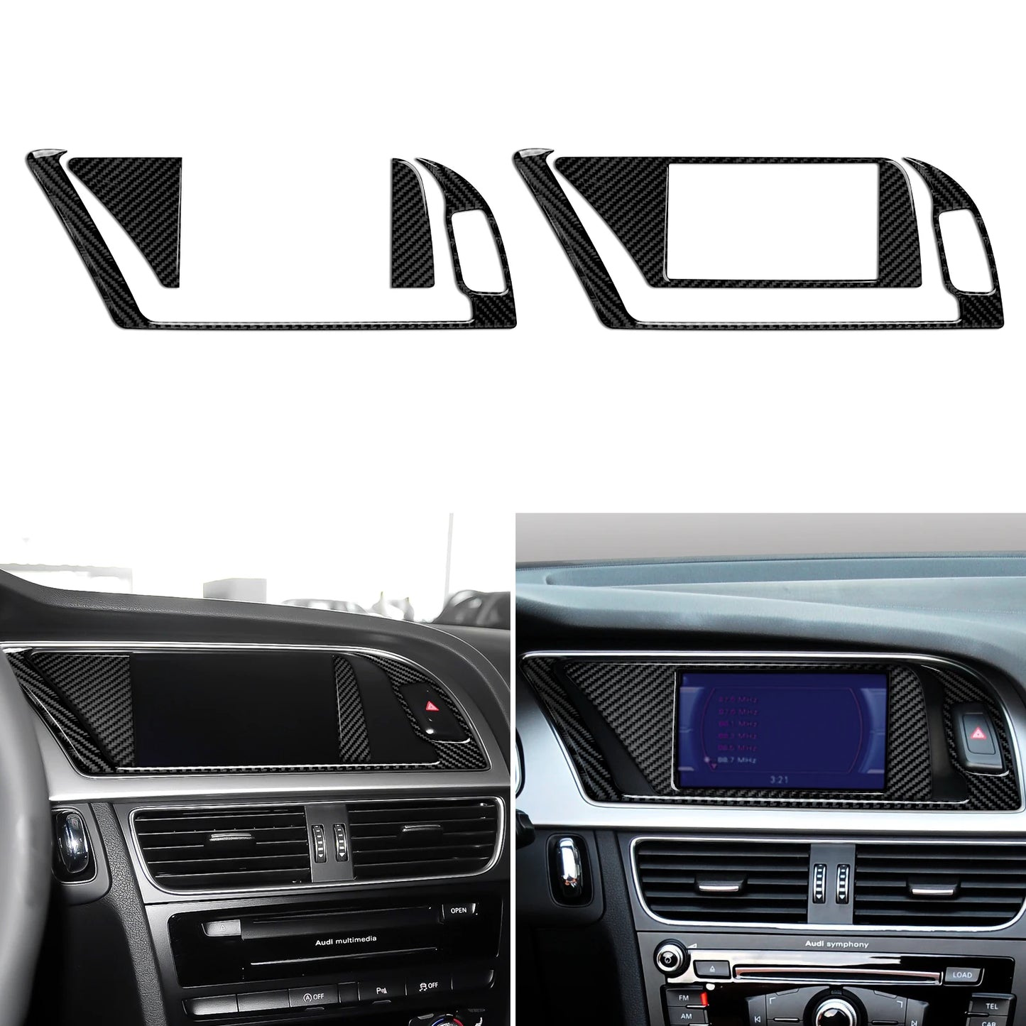 Car Center Console Gear Shift Panel Set, For Audi A4 S4 RS4 A5 S5 RS5 (2007-2016) Carbon Fiber Interior Sticker Trim Accessories