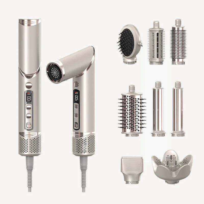 TINSOL New 8-in-1 Multi-Function Hair Dryer Set & Air Styling Curling Iron Set Hair Design Tools with Foldable Hair Dryer