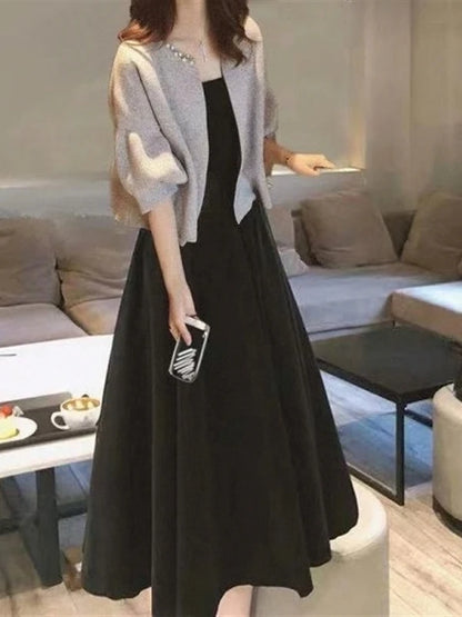 plus Size Fashionable Spring Autumn Dress Set Women's Meat Concealing Two Piece Suit Sister Stylish Minya Style Outfit