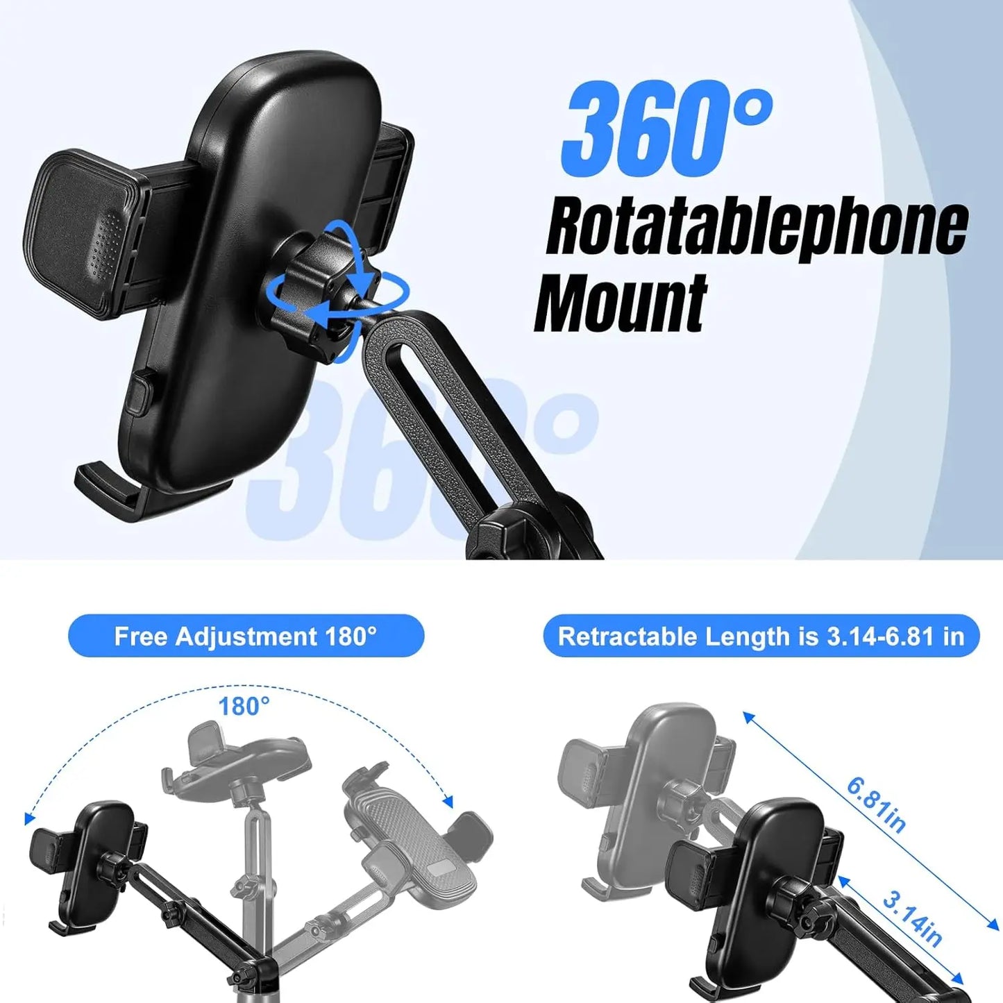 Car Phone Holder, Cup Holder Phone Mount With Memory Function 360°Rotation iPhone Car Phone Mount With Adjustable Long Neck