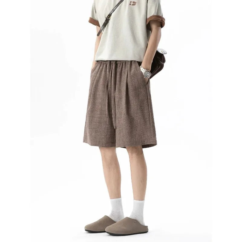 Summer Shorts for Men Breathable Loose Oversized Straight Casual High Street Elastic Waist Bermudas Shorts Baggy Casual Bottoms