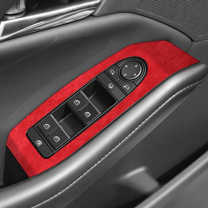 For Mazda 3 Axela Car Window Switch Lifter Control Panel Trim Frame Sticker Car Interior Tuning Accessories Made of Alcantara