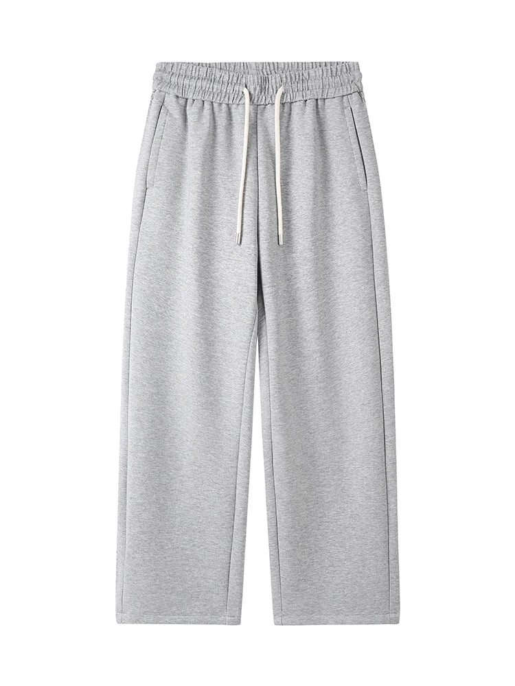2025 Autumn New Heavy Cotton Sweatpants Men High Quality Air Layer Fabric Loose fit Straight Sport Pants Draped Knitting Trouser