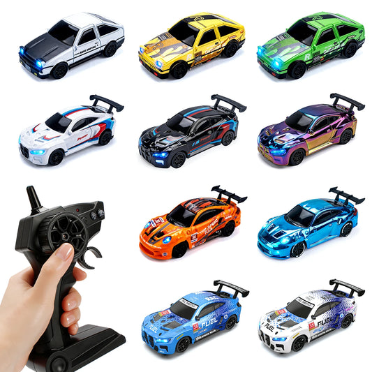 1/64 High Speed Drift RC Car with Light 2.4G 4WD Remote Control Car Mini Racing Model Cars Desktop Full Proportion Cars Gifts