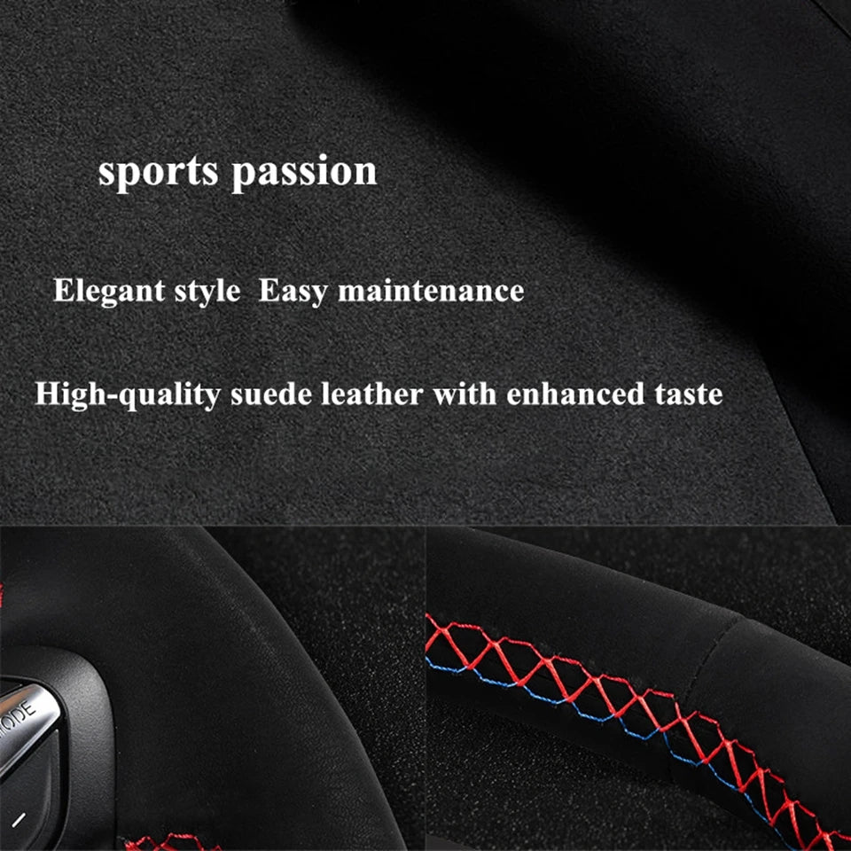 Non-Slip Suede Leather Car Steering Wheel Braid For Seat Ibiza 6J Mii 2012-2020 Hand Sewing Car Steering Wheel Cover