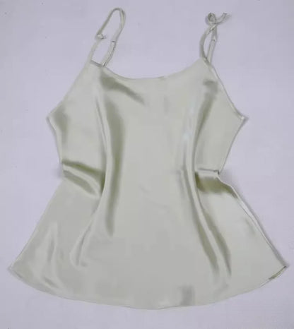 Women's 100% Mulberry Silk 16 momme Spaghetti Strap Camisole Tank Top Vest Sleepwear M-4XL YM002