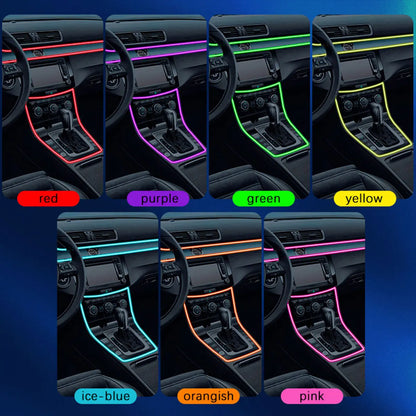 Car RGB LED Ambient Light Strip USB Fiber Optic Atmosphere Car Neon Interior Light Strip Center Console Door Decoration Lamp