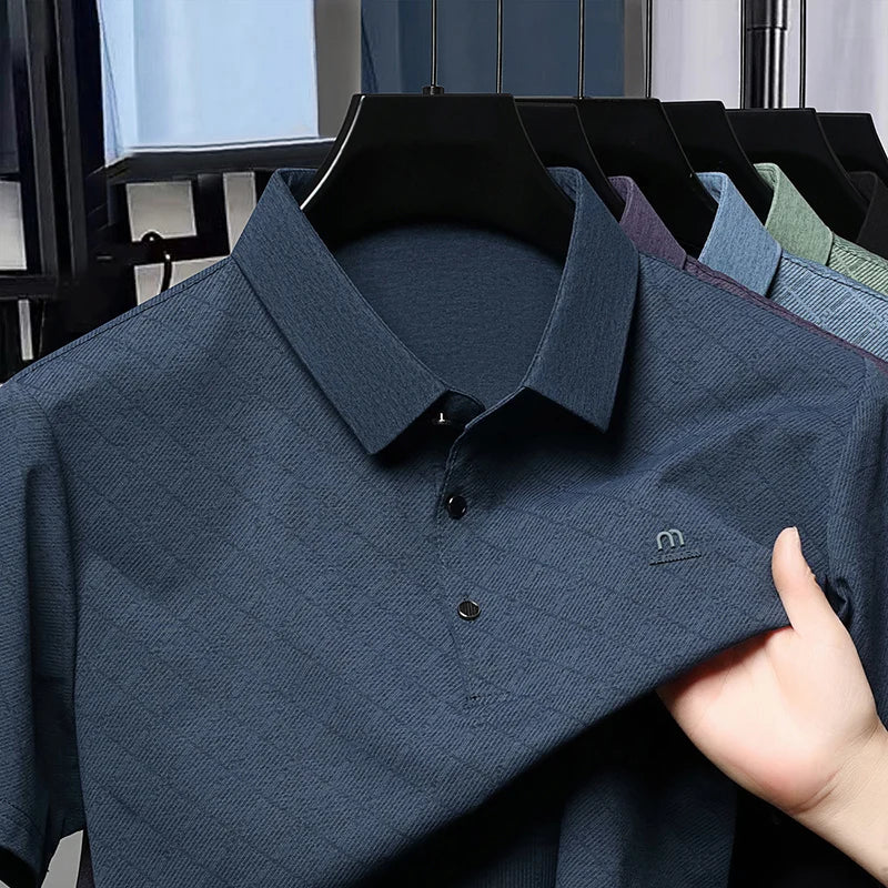 New Fashion Men's Short Sleeve Polo Shirt Summer Business Casual Cool Skin-Friendly Breathable T-Shirt for Men