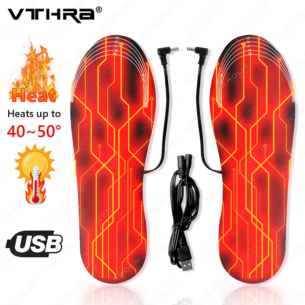 1/2 Pair Electrically heated insoles Foot Warming Warmer Pad Mat Winter Outdoor Walking Heating Insole Winter Warm unisex