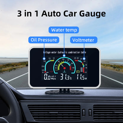 Multi-functional Car Truck LCD Meter 12v Digital Voltmeter / Water Temperature Gauge/RPM Tachometer/Oil Pressure Gauge 1/8NPT
