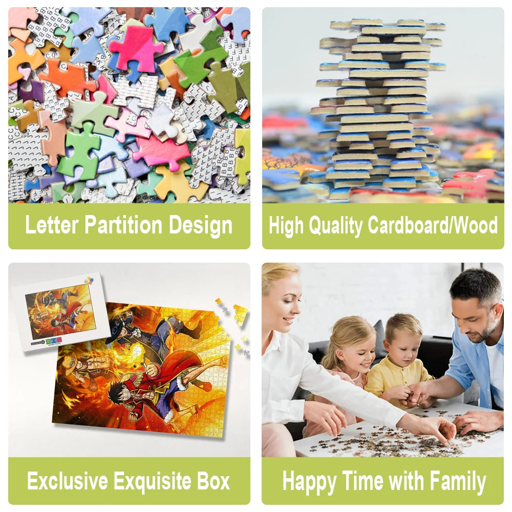 One Piece Anime Jigsaw Puzzles for Kids/adults Various Sizes of Wooden/cardboard Jigsaw Puzzles with Box Diy Educational Toys