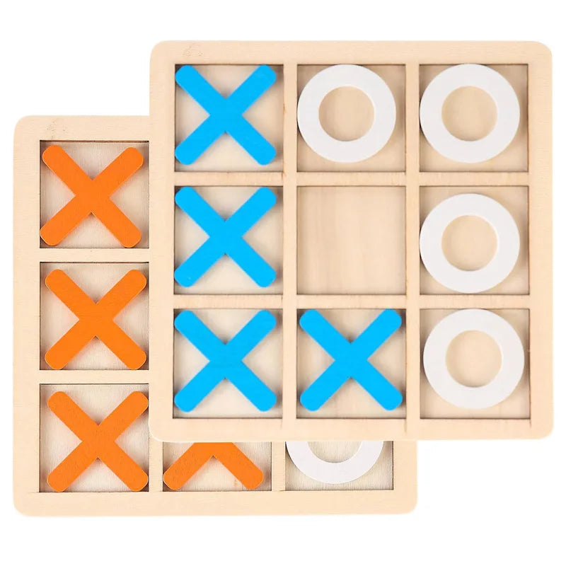 Classical Wooden Tic Tac Toe Game for Kids XO Strategy Board Games IQ Logic Brain Development Toys Educational Gifts