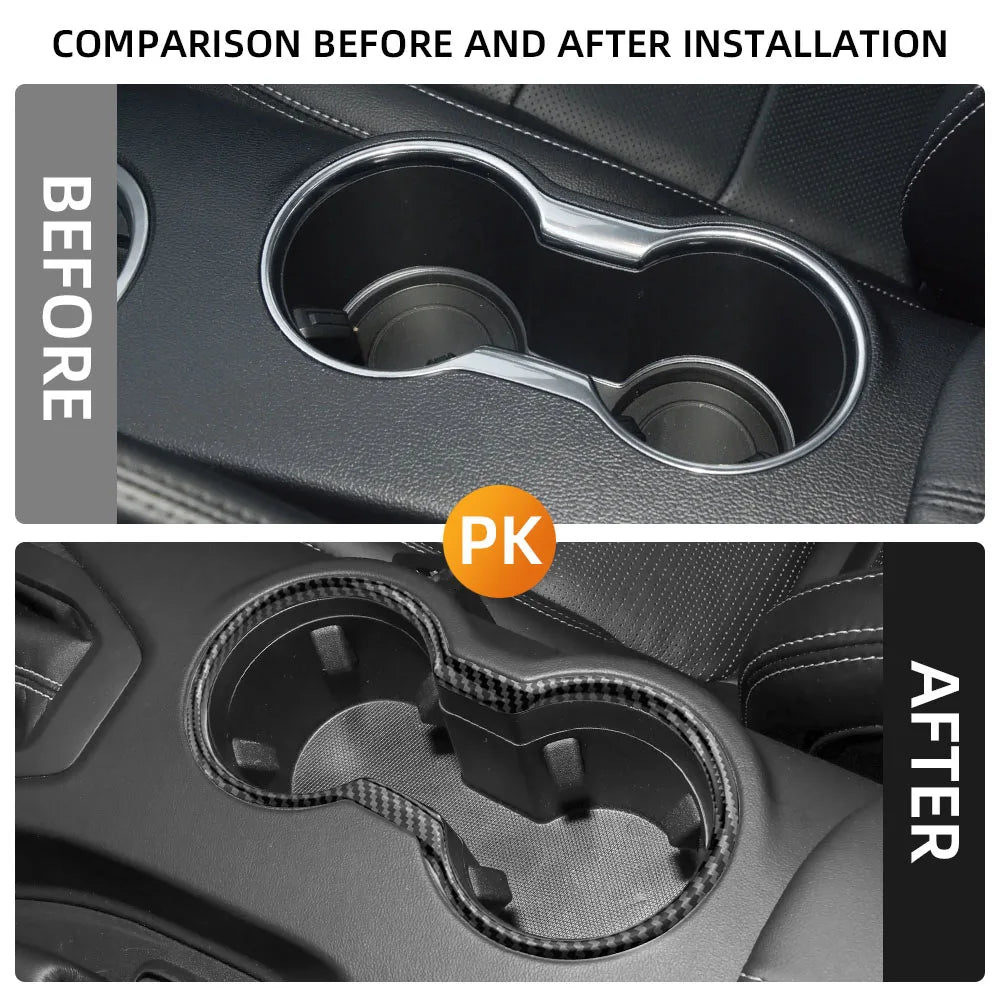Car Front Water Cup Holder Gear Shift Decoration Cover for Ford Mustang 2015 2016 2017 2018 - 2023 AT LHD Interior Accessories