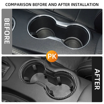 Car Front Water Cup Holder Gear Shift Decoration Cover for Ford Mustang 2015 2016 2017 2018 - 2023 AT LHD Interior Accessories