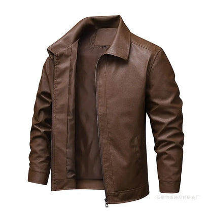 New Leather Jacket Men's Spring Men's Slim Lapel Jacket Men's Top Windproof Casual Jacket Men Motorcycle Jacket Men Clothing