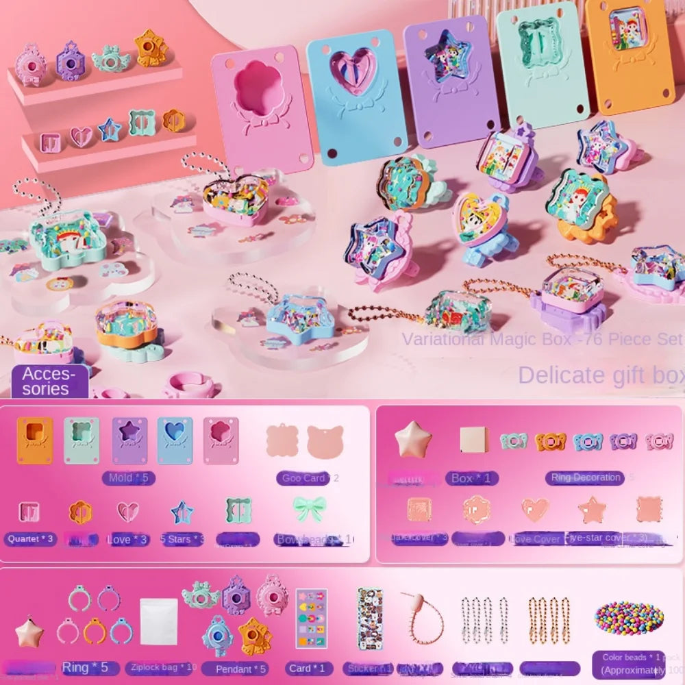 Kawaii DIY Magical Goo Card Gift Box 3D Rabbit Goo Card Sticker Set Portable Cartoon Goo Card Full Set Stickers Children's Toys