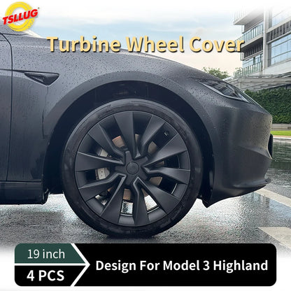 TSLLUG 4PCS 19-Inch Hub Cap for Tesla Model 3 Highland 2024-2026 32nd Style Automobile Hubcap Full Rim Cover Accessories