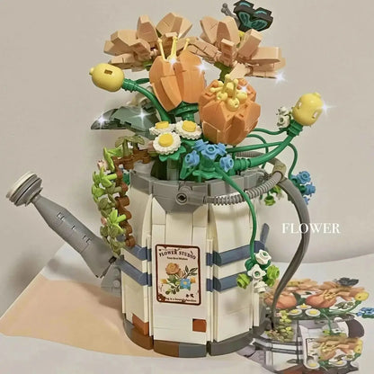 Mini Flower Spray Pot Building Blocks Set for Boys And Girls Meaty Plant Home Decoration Creative Children's Toy Gift