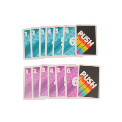 《Push 2024》, Card Game, Board Game, Interactive Game, Available in 6 Languages Including English, Spanish, French, German, Italian, and Dutch, Fast-Paced, Easy to Learn, Perfect for Parties