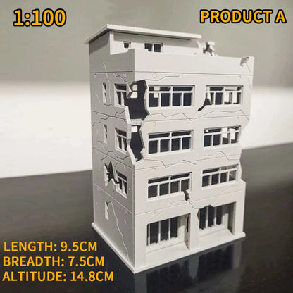 1:150 1:100 N Scale Battle Damaged Building Assembly Model Toys Military Scene Layout Materials Diorama Kits 1Pcs