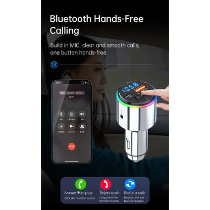 News AUX Player RGB LightBluetooth FM Transmitter Handsfree Car MP3 Player Stereo Car FM Modulator PD30W Quick Charge QC3.0
