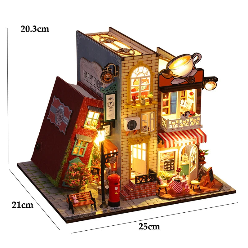 Wooden Miniature Doll House 3D Puzzle Assembly Building Model Kit Small Room Toys Home With Furniture Birthday Gifts Dollhouse﻿