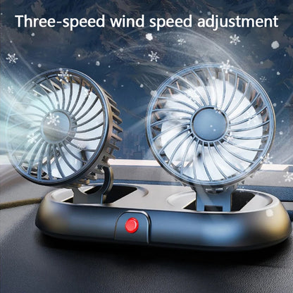 3-Head 5V USB Car Fan with 3 Adjustable Speeds Cooling Auto Cooler Air Ventilation System with Wind Regulation Car Accessories
