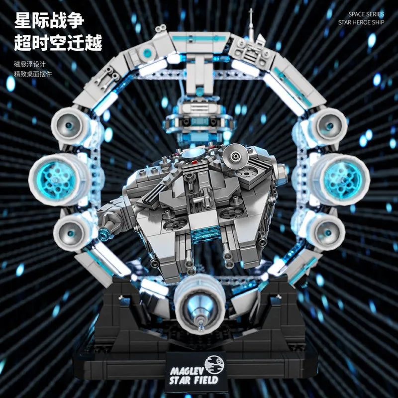 1196PCS Magnetic Levitation Millennium Falcon Spaceship Building Blocks Creative Desktop Decor Assembly Model Gift For Boys