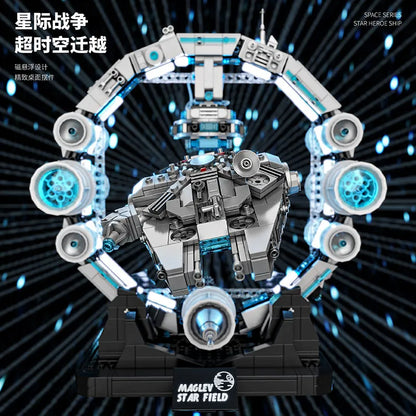 1196PCS Magnetic Levitation Millennium Falcon Spaceship Building Blocks Creative Desktop Decor Assembly Model Gift For Boys