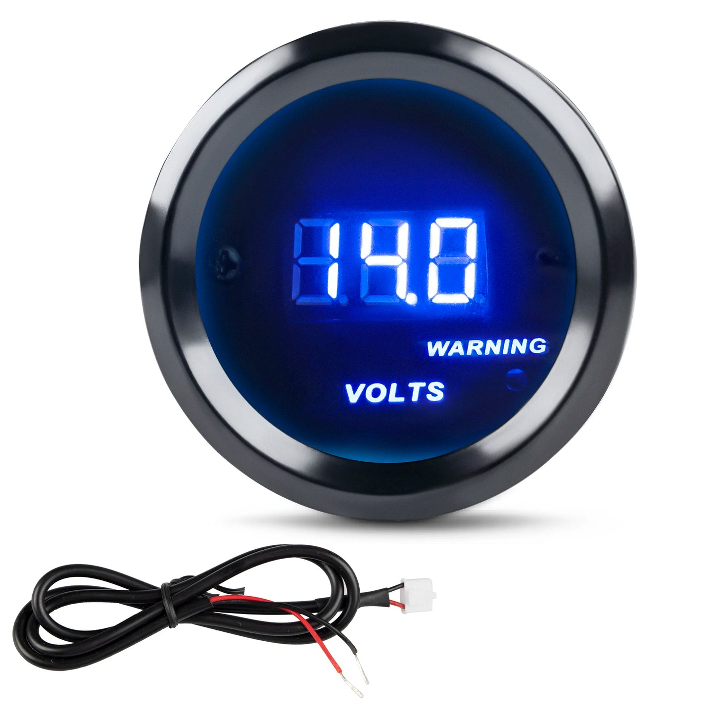 2" 52mm Car Voltmeter Gauge Kit 8-16V Blue Digital LED Volt Gauge Voltage Meter With Red Warning Light For Car Truck Vehicle