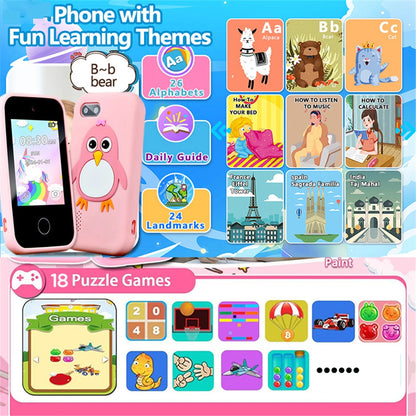 Children Phone Educational Toys 18 Games Musical Toy Baby Mobile Selfie Camera With 32G TF Card Toys for Kids Birthday Gifts