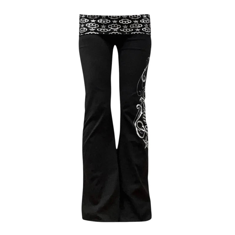 2000s Vintage style European American trendy subculture Millennium Gothic E-girl High Street slim fit versatile Casual long pant