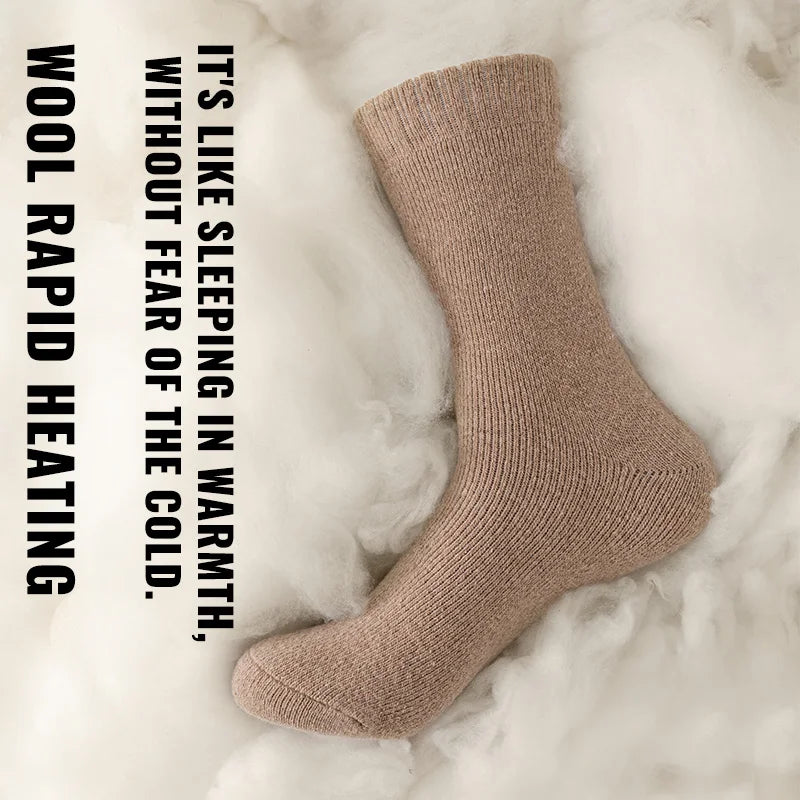 MiiOW Merino Wool Socks Thicken Thermal Winter Cushioned Heated Cold Resistant Cashmere Crew Sock Men Sheep Snow Warm Towel Sock