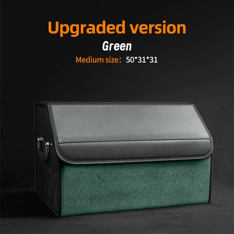 Car Suede Trunk Organizer Large Capacity Leather Foldable Storage Box Portable Multifunctional Tool Organizer Car Accessories