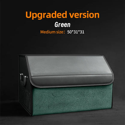 Car Suede Trunk Organizer Large Capacity Leather Foldable Storage Box Portable Multifunctional Tool Organizer Car Accessories