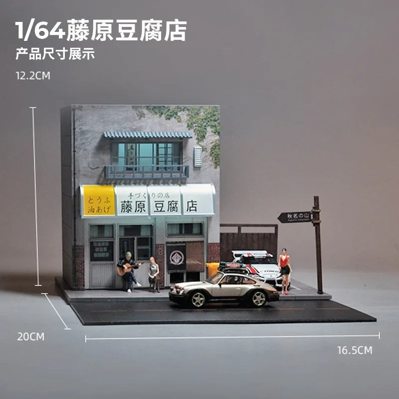 Collector 1:64 Fujiwara Tofu Shop Scene Miniature Model Landscape Collection Desktop Ornaments Car Model Storage