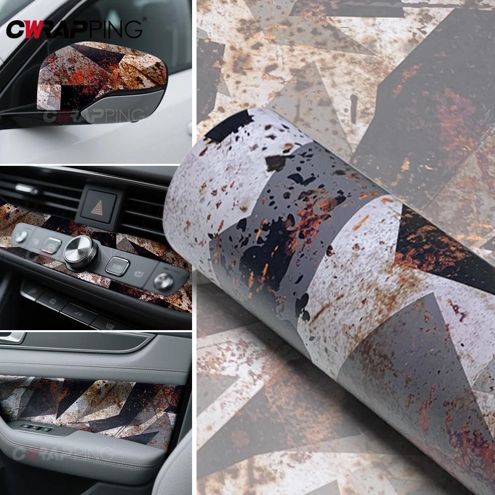 Camouflage Film Wrap Foil Car Sticker Motorcycle Stickers Vintage Rust Effect Vinyl Wrap Black Supplies Car Body Films Adhesive