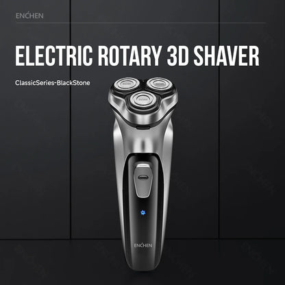 ENCHEN Blackstone Electrical Rotary Shaver for Men 3D Floating Blade Washable Type-C USB Rechargeable Shaving Beard Machine