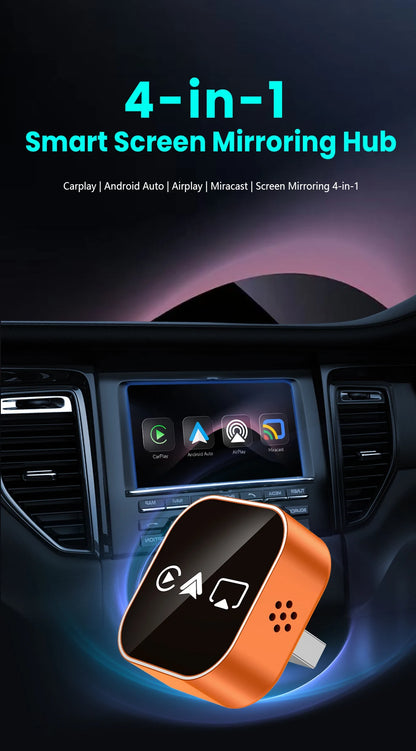 2026 Upgrade 4-in-1 Wireless Carplay Mirror Link Adapter Wired to Wireless Android Auto Plug & Play 5GHz WIFI For Wired Carplay