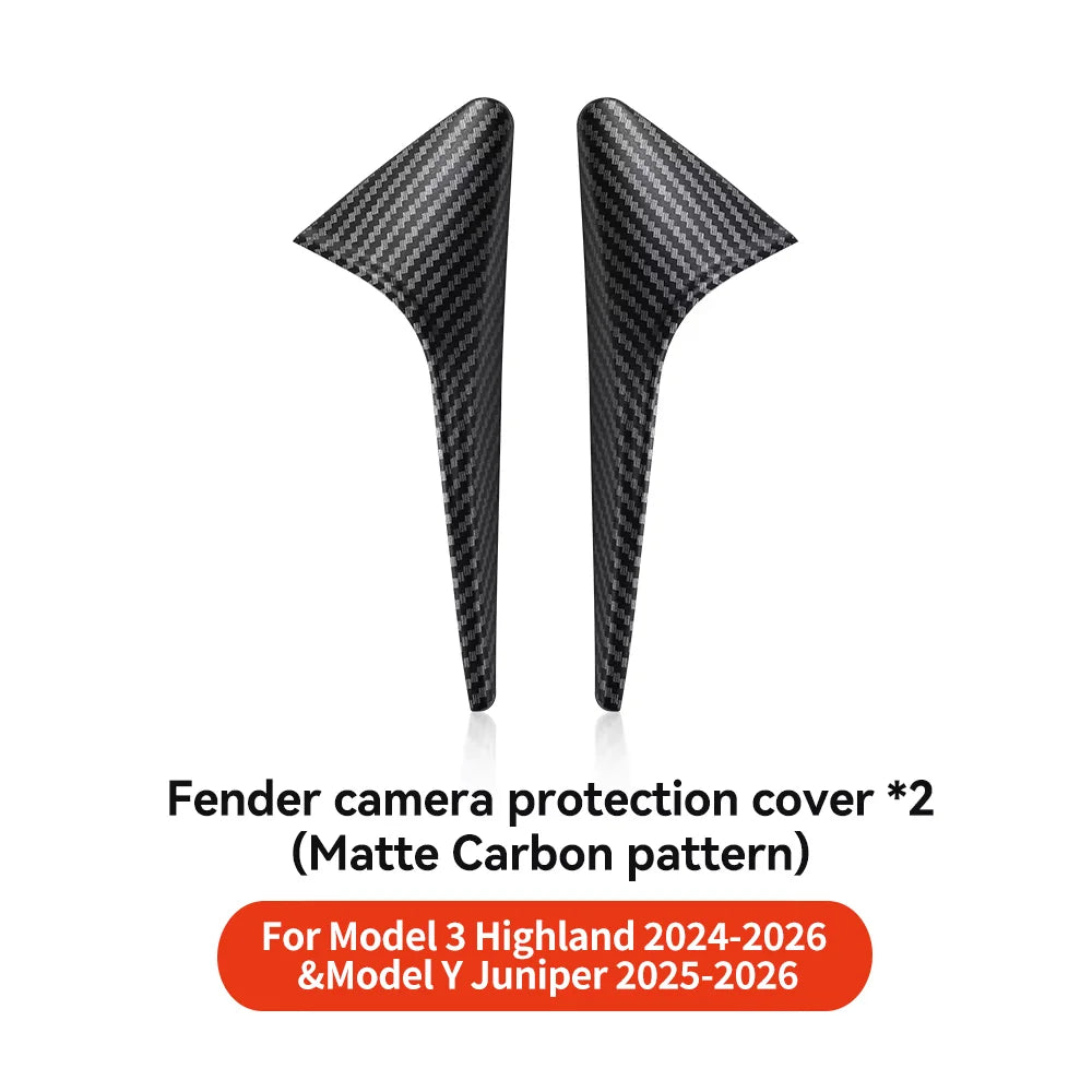 YZ Turn Signal Camera Trim Cover forTesla Model3Y 202-2026 Accessories Side Leaf Board Protector ABS Matte Carbon Fiber Pattern