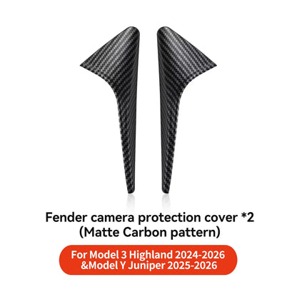 YZ Turn Signal Camera Trim Cover forTesla Model3Y 202-2026 Accessories Side Leaf Board Protector ABS Matte Carbon Fiber Pattern