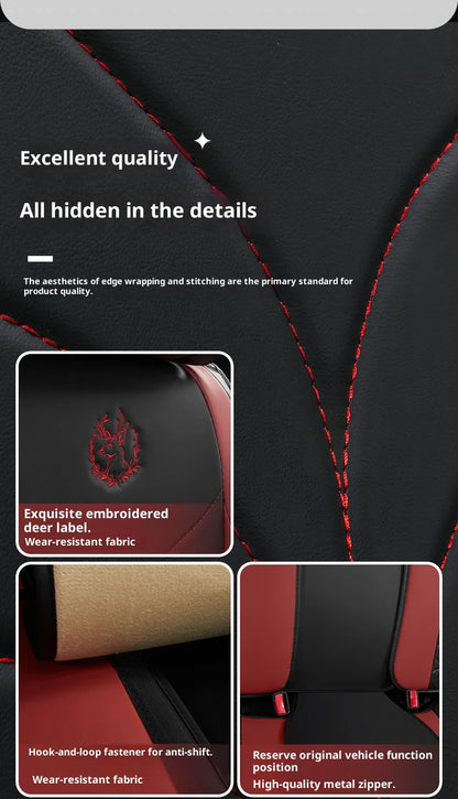 Five-seat universal car seat covers, available in multiple colors, durable and easy to install, suitable for most vehicles.