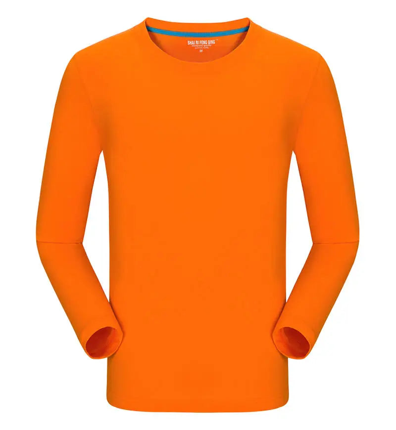 Custom logo cotton t-shirt Spring/autumn men T-shirt home men's long sleeved O-neck solid color casual T-shirts USA size XS-2XL