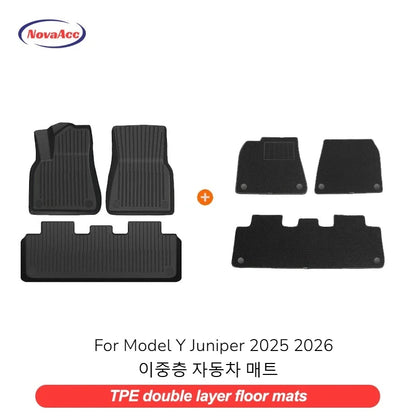 NovaAcc for Tesla Model Y Juniper 2025 2026 Model 3 Highland Floor Mats Trunk Mats Cargo Liners TPE All Weather Water Proof