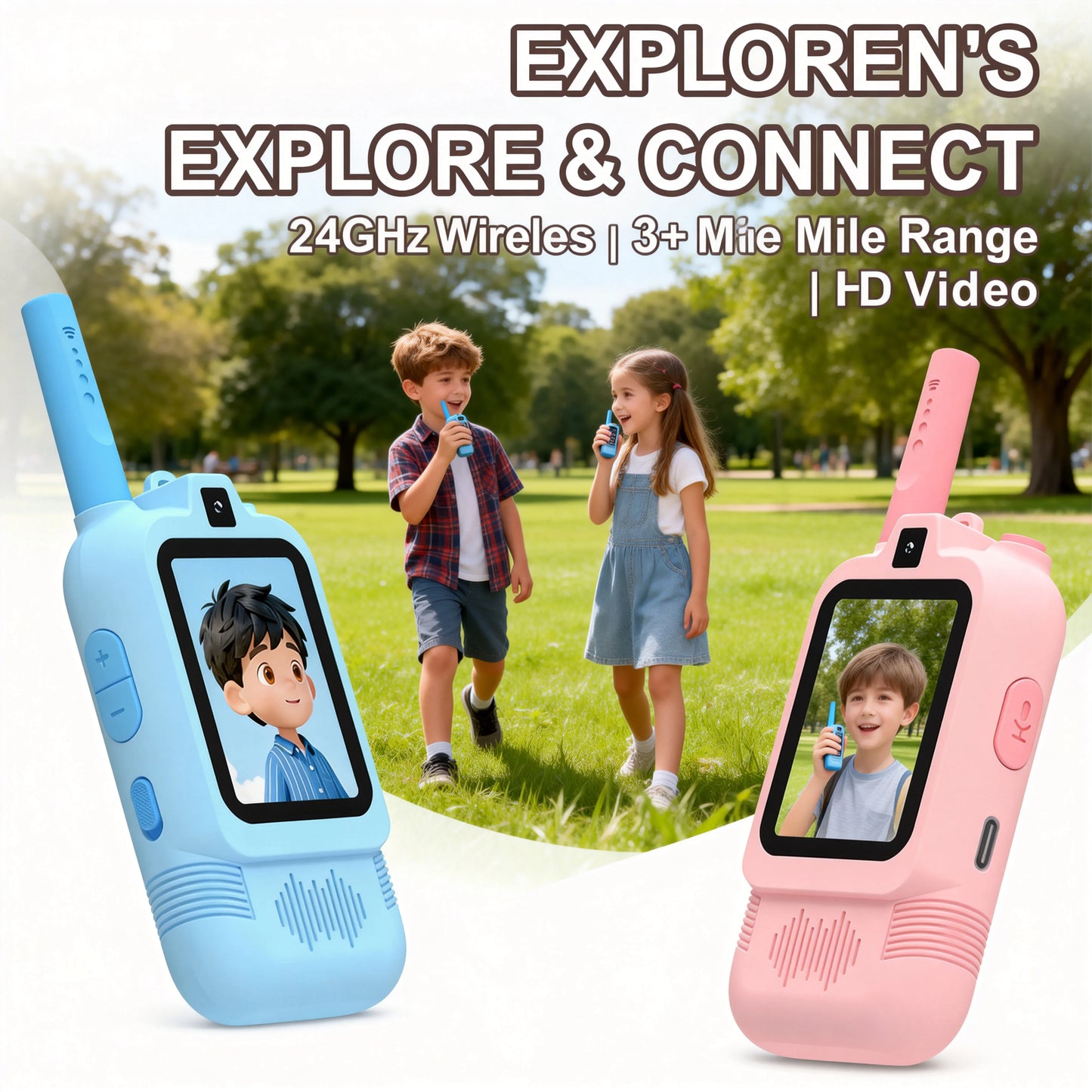 Kids Video Walkie Talkie With 2 Inch HD Screen Dual Camera Rechargeable One Click HD Call Intercom For Children Gadgets Technolo