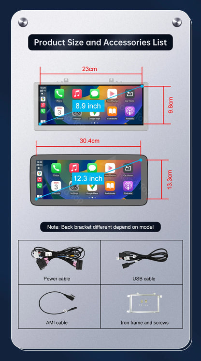 8.9 Inch 12.3"" Multimedia Display Touch Screen For Audi A4 S4 2009-2015 Airplay Miracast Function Wireless Carplay Android Auto